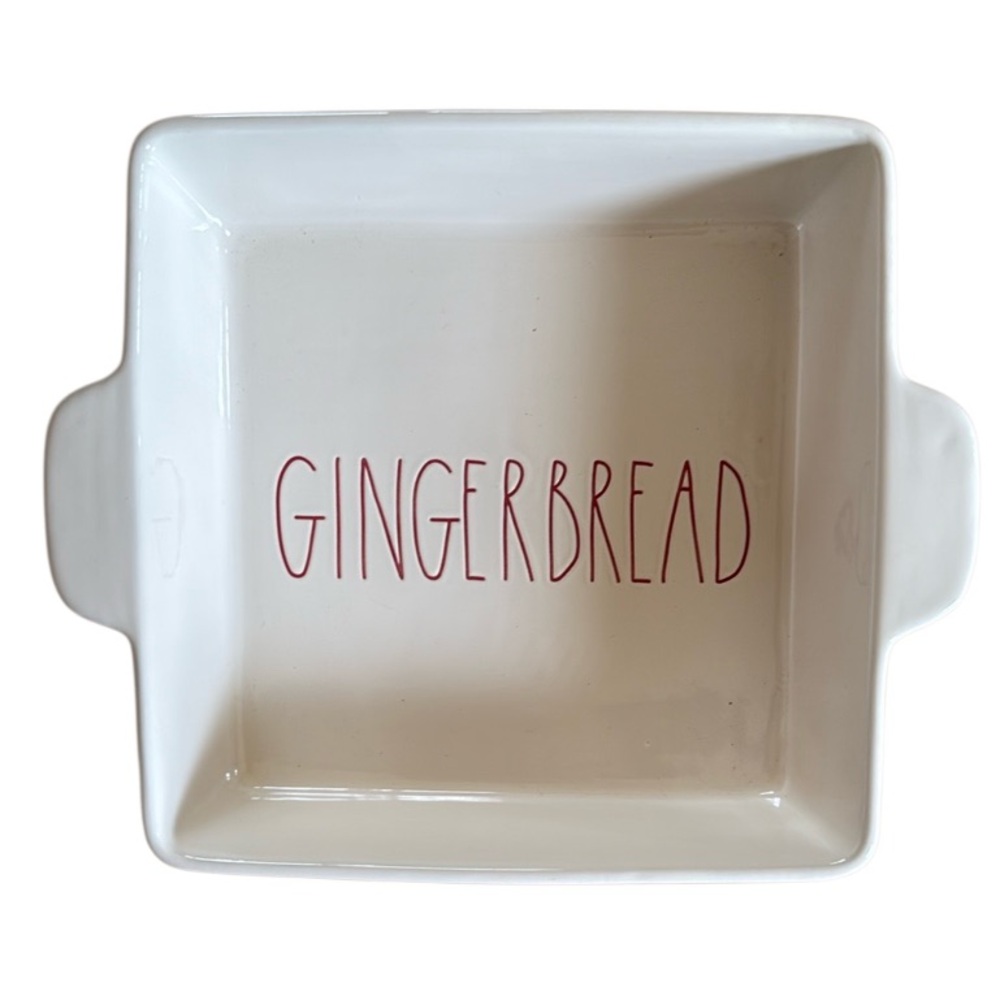 RAE DUNN “GINGERBREAD” ETCHED 9”x 9” CERAMIC BAKING CASSEROLE DISH HOLIDAY WHITE